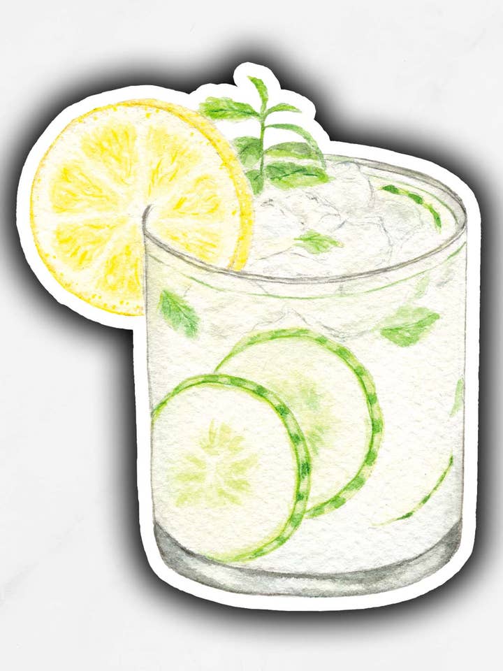 Autocollant pour cocktail au concombre et à pour la vente par Tammy Speed Design