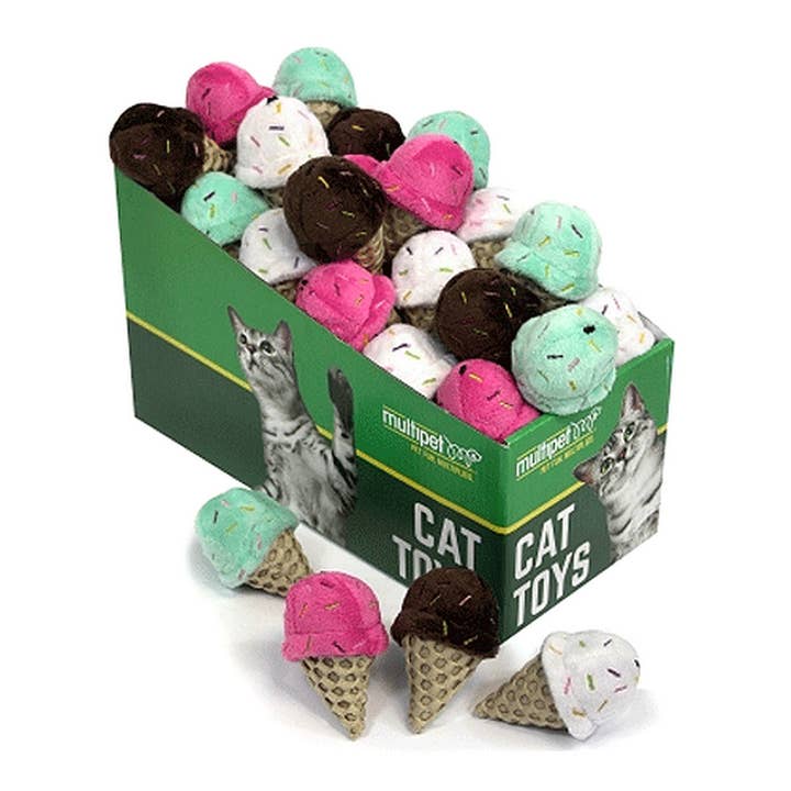 King Wholesale Pet Goods - Wholesale Pet Toy - Cat - Multipet Ice Cream Cone Cat Toys 25ct PDQ