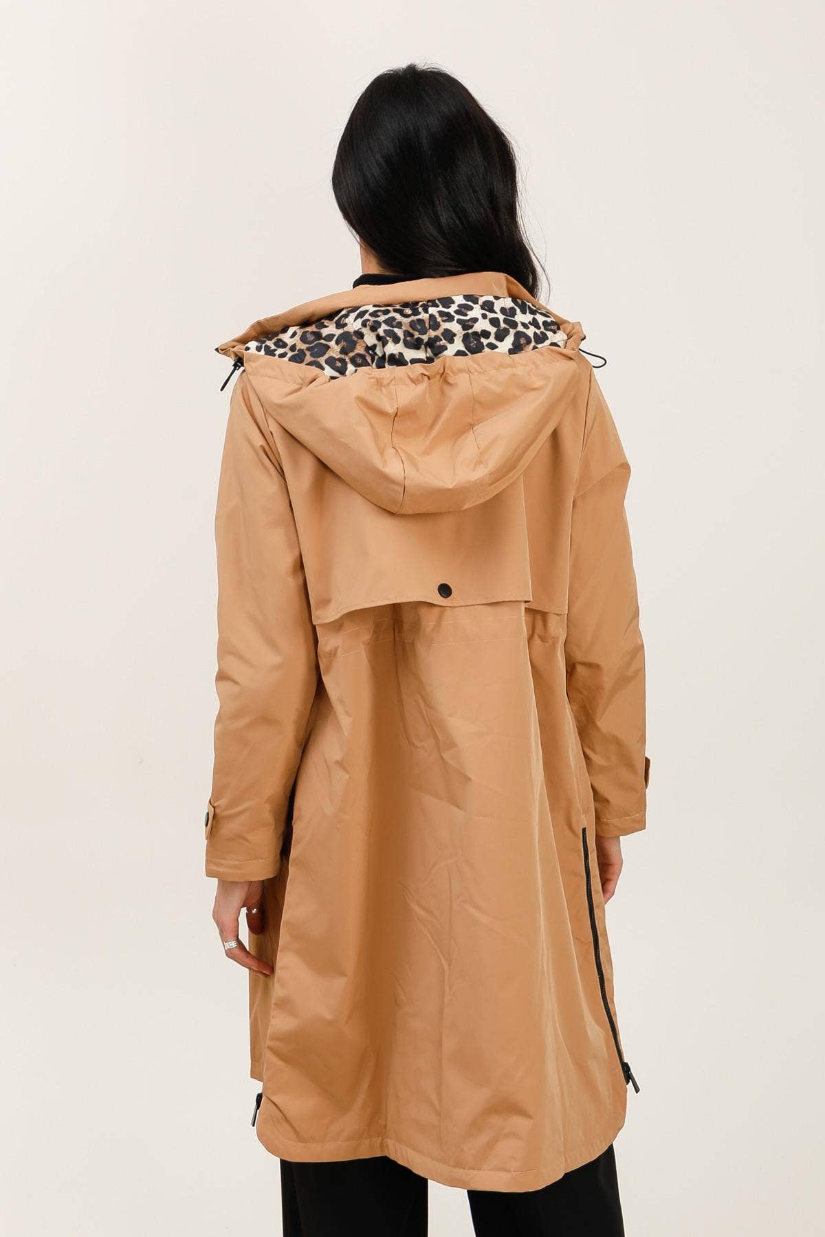 Attrait Paris - Wholesale Windbreaker - Women's - Leopard lined waterproof long jacket8