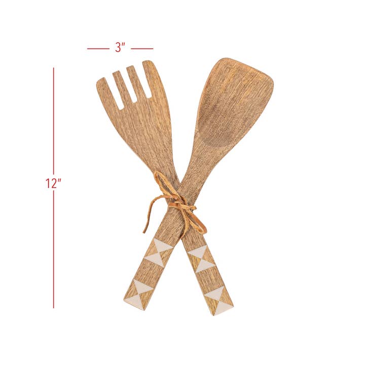 Foreside Home & Garden - Wholesale Serving Utensil - Set 2 Serving Utensils White Barn Quilt Handles4