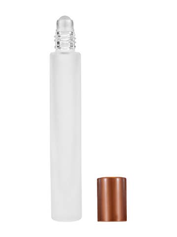 Tall Frosted Cylinder Bottle with Plastic Roller Ball - 9ml for wholesale by Best Bottles