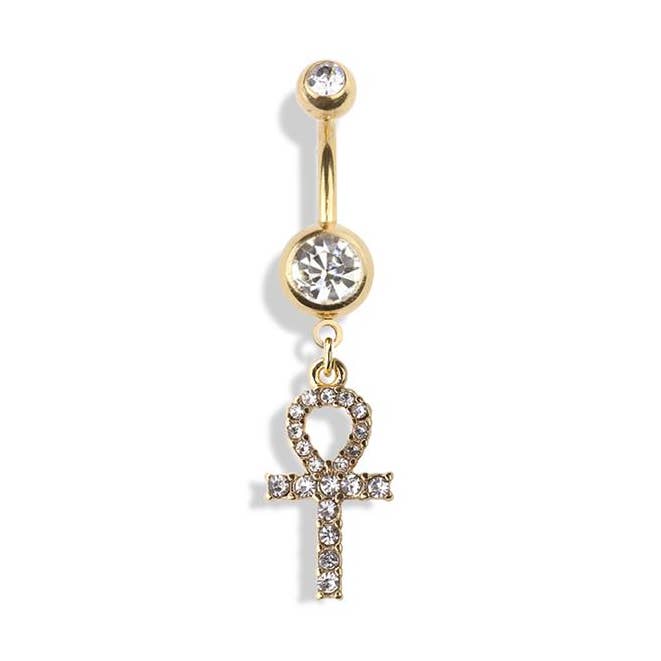 ANKH EGYPTIAN CROSS DANGLE 316L SURGICAL STEEL NAVEL RING for wholesale by CRAVE
