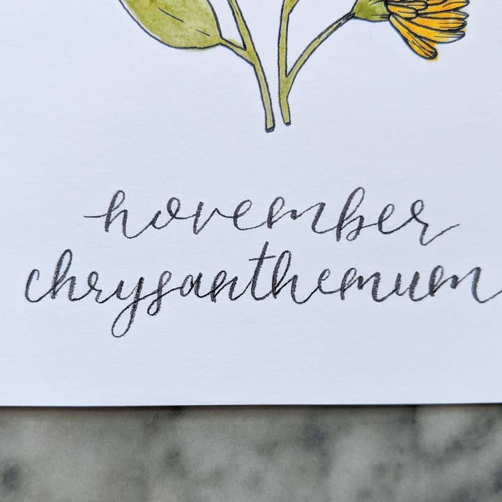 Kallos Ink – wholesale Art print – Birth Month Flower Print: November, the Chrysanthemum5
