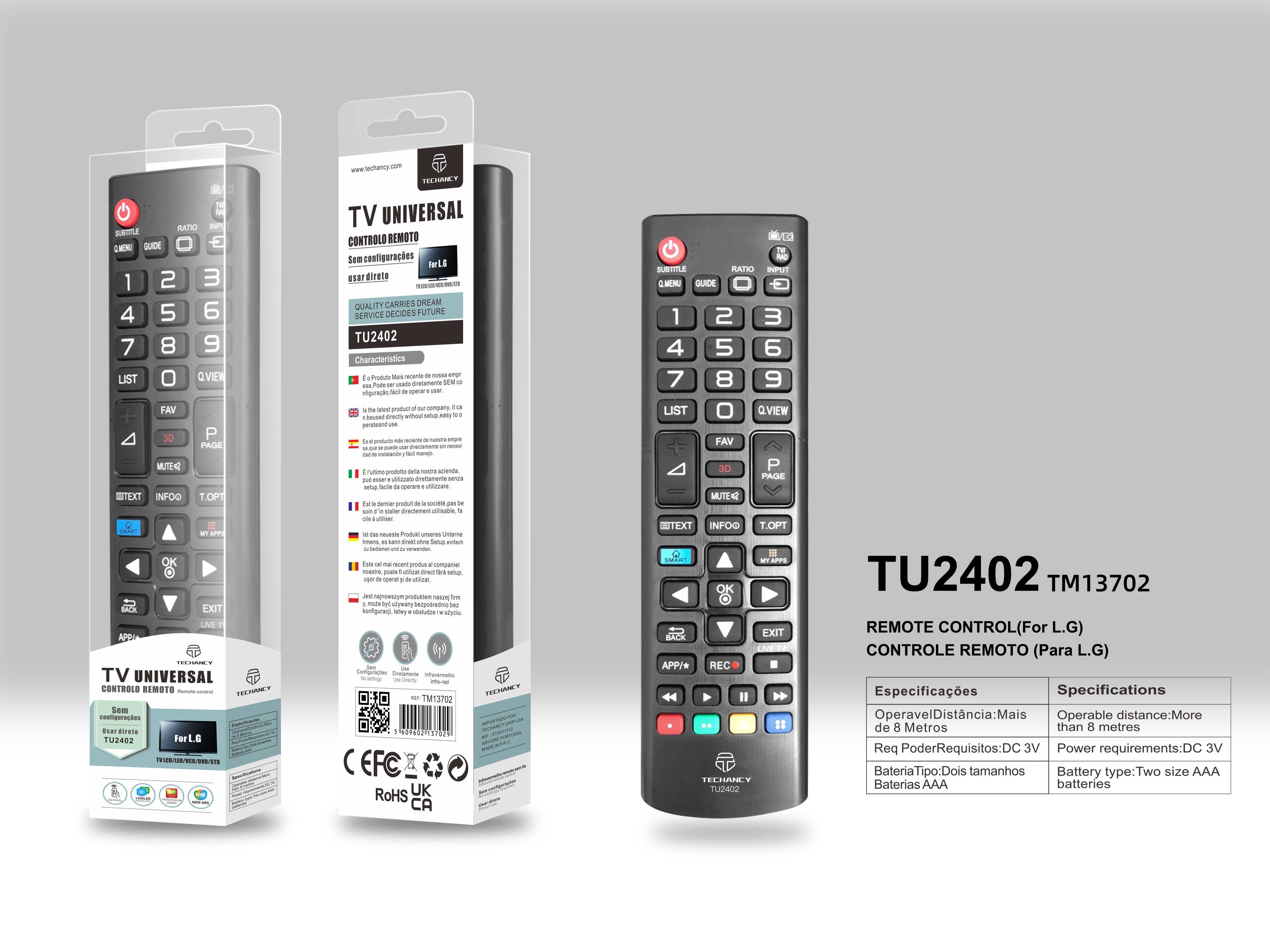 TECHANCY - Wholesale Power Adapter - Techancy Universal TV Remote Control TU2402 for LG, Compatib2