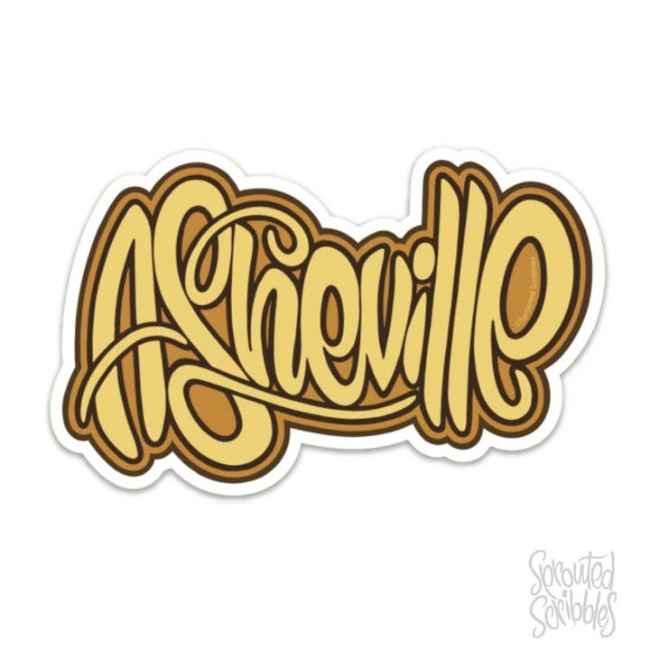 Asheville Sticker | Lettering | Waterproof Vinyl Decal for wholesale by Sprouted Scribbles