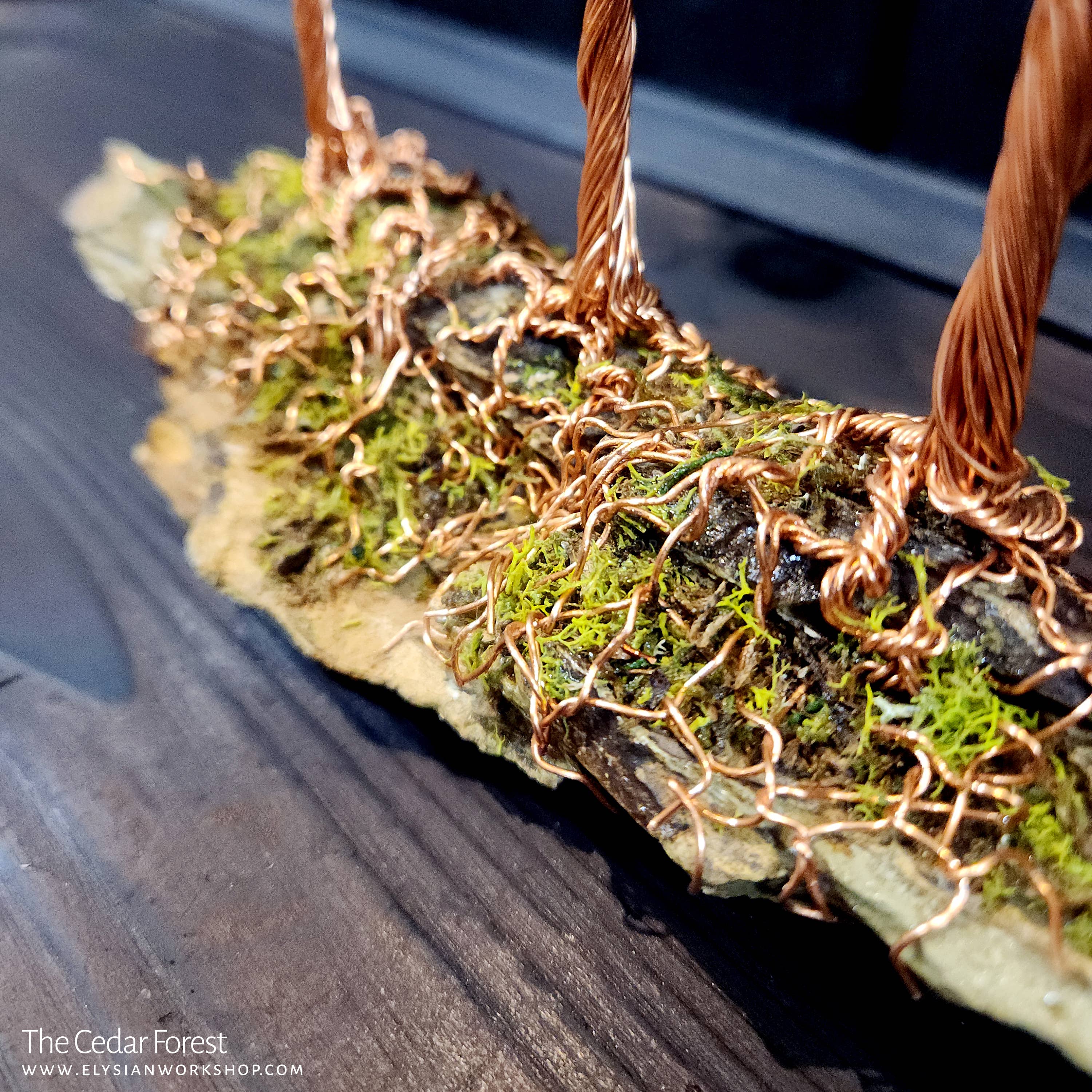 Elysian Workshop - Wholesale Decorative Tabletop Object - Cedar Forest Copper Wire Tree on Ohko Dragon Stone4
