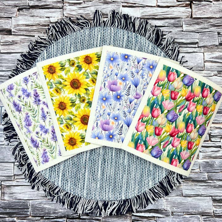 Home Accents By Driftless - Wholesale Dishcloth - Lavender Wild Flowers Swedish Dishcloths - Home Decor1