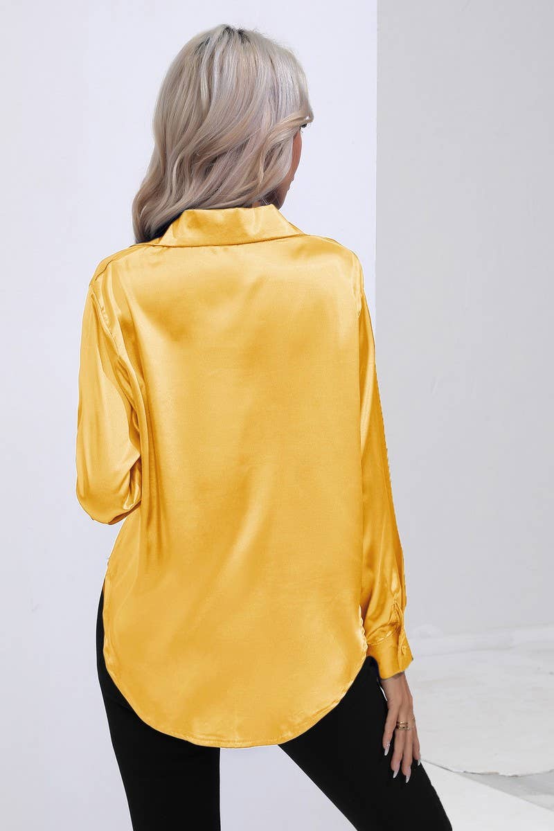 NINEXIS - Wholesale Button Down Shirt - Women's - CWTBLL0690_Button Down Silky Satin Long Sleeve Top57