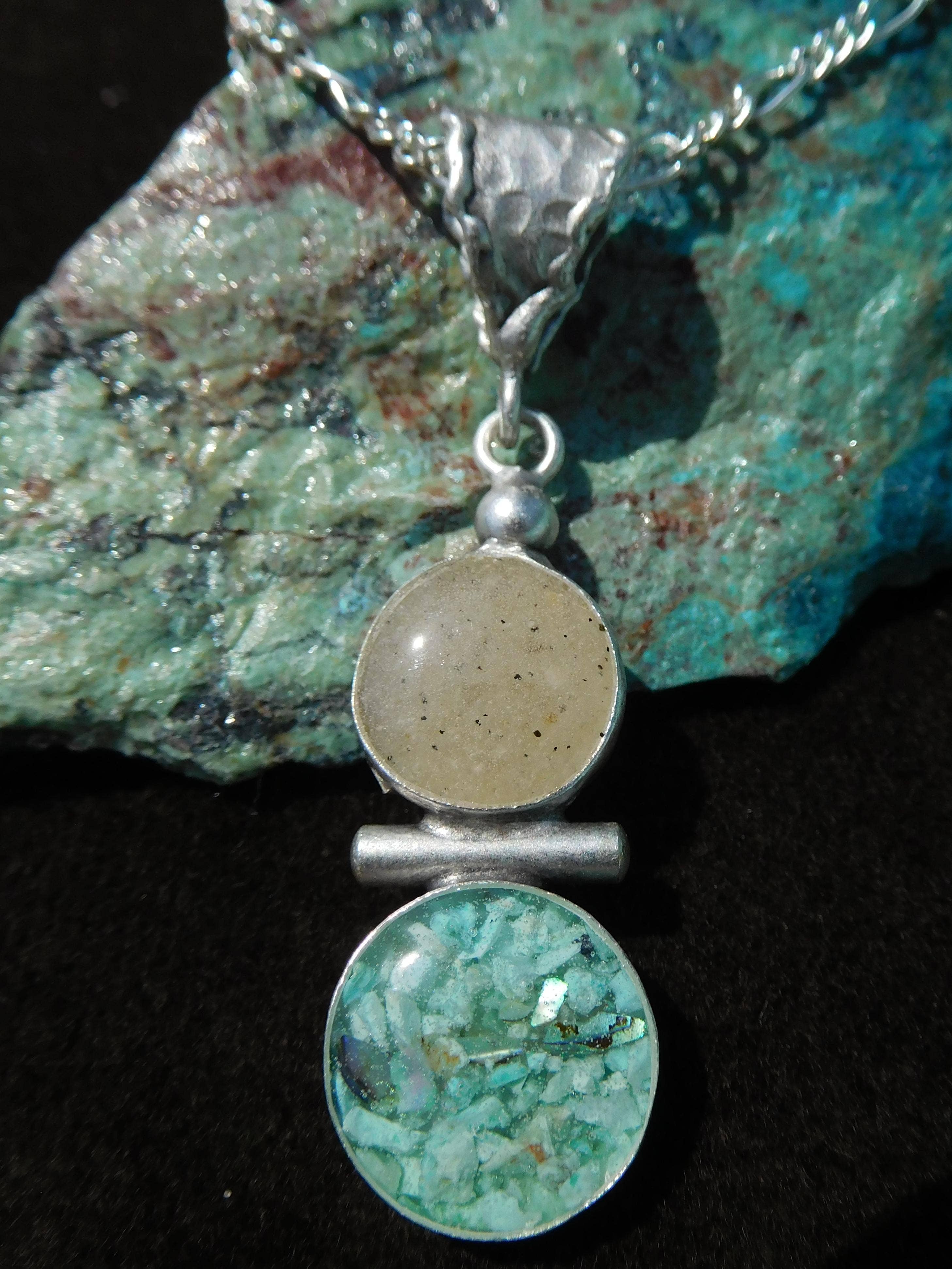 Art & Soul 30a - Wholesale Pendant/Charm Necklace - Circles and Bar Pendant Necklace Customize to Your Town1