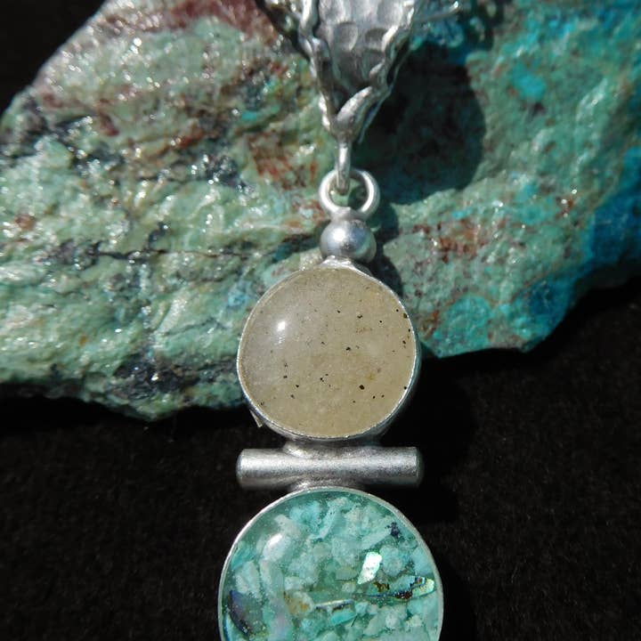 Art & Soul 30a - Wholesale Pendant/Charm Necklace - Circles and Bar Pendant Necklace Customize to Your Town1