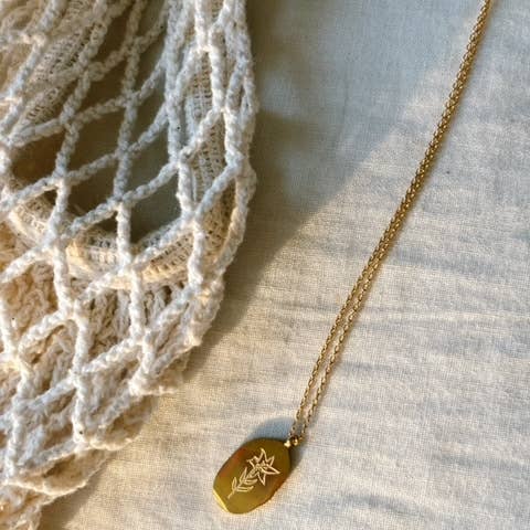 Terra•Cotta - Wholesale Pendant/Charm Necklace - Organic Oval Birth Month Flower Gold-Filled Necklace0