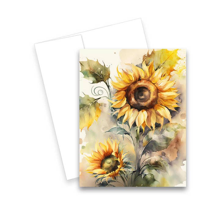 Aria Rae - Wholesale Everyday Greeting Card - Assorted Vintage Sunflower Field Greeting Cards, Set of 64