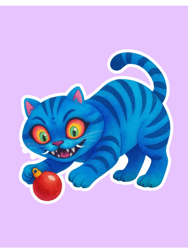 Derpy Cat Xmas Theme K Pop Inspired Sticker for wholesale by Shadows of Sunshine