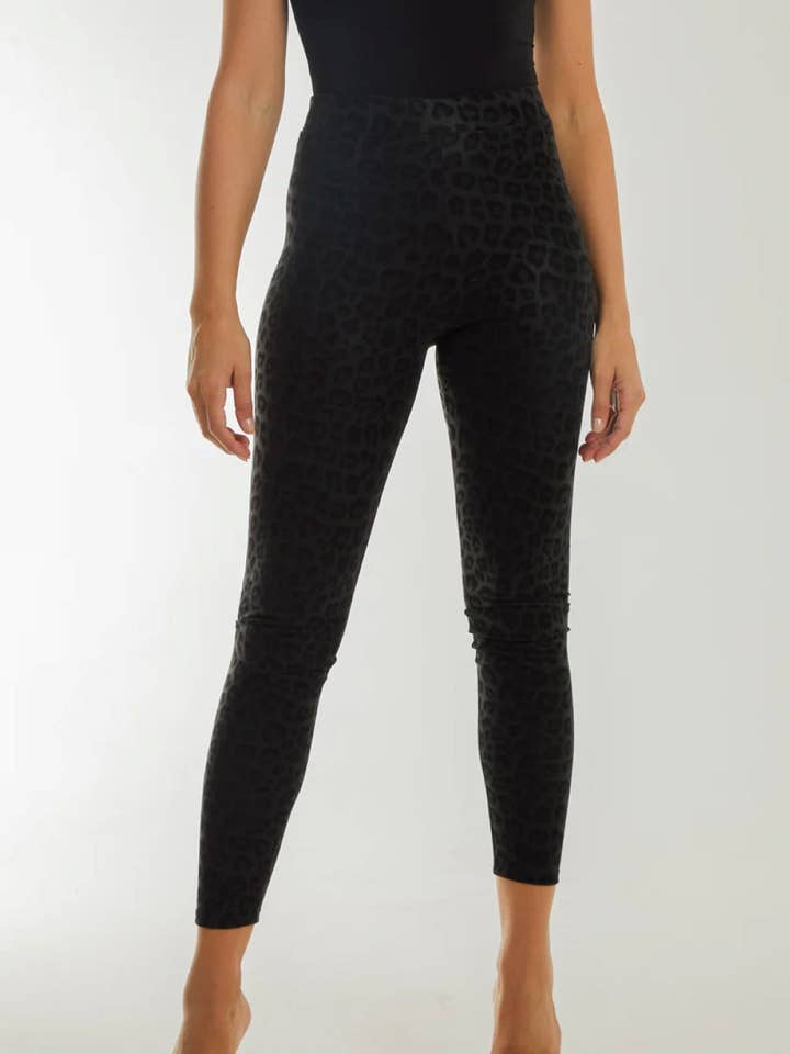 Svarta leggings i läderlook med leopardmönster för wholesale av Aftershock London