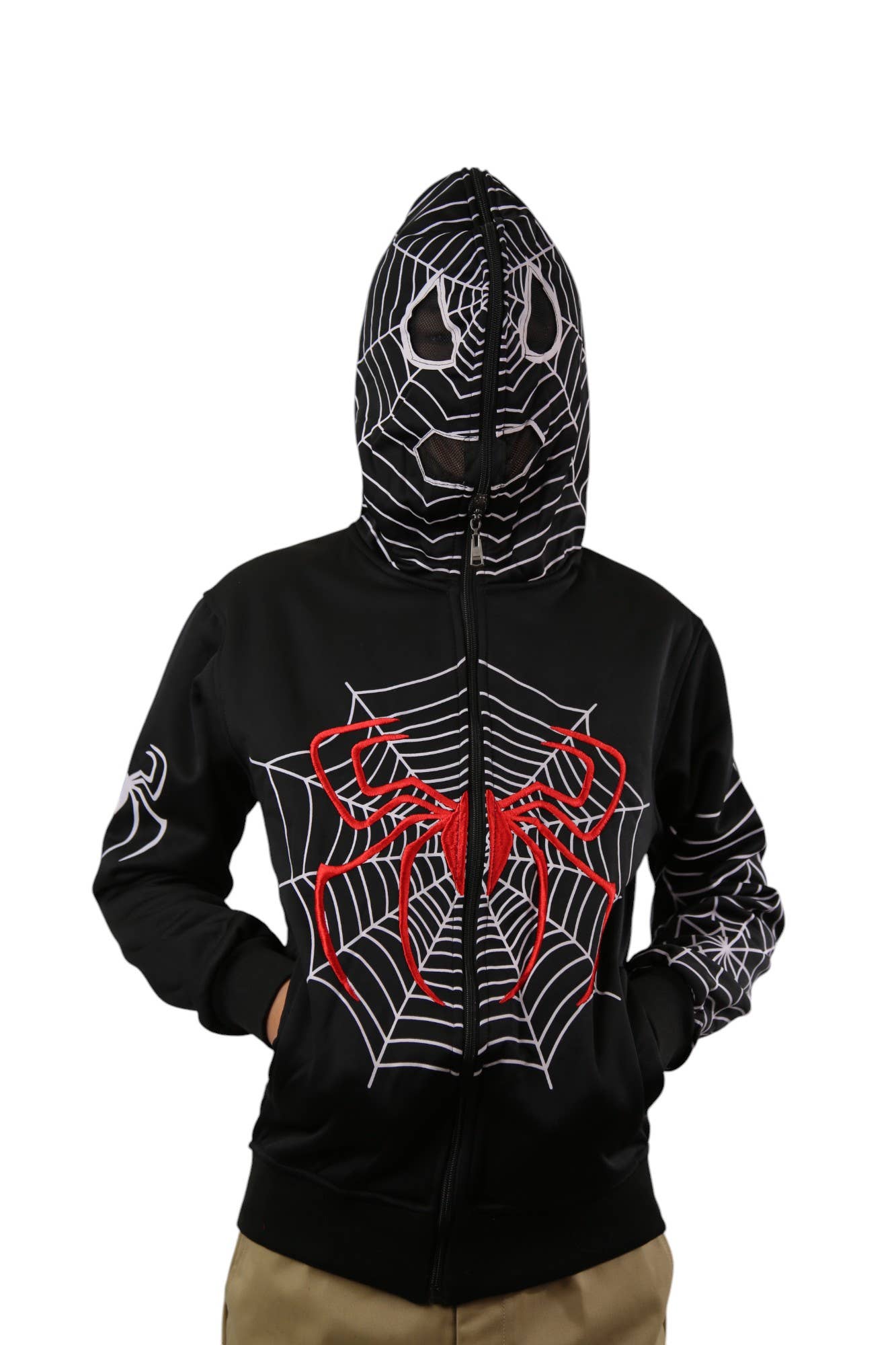 Lime Tree Clothing Inc. – Großhandel Hoodie – Kinder – Spider Hero Hoodie mit Reißverschluss für Kinder — lustiges Design mit Maskenkapuze18