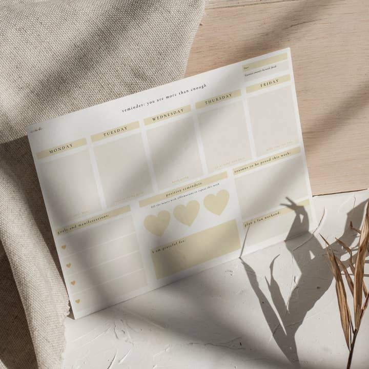 Weekly You Are Enough Planner - Positive Stationery for wholesale by LXR CREATE