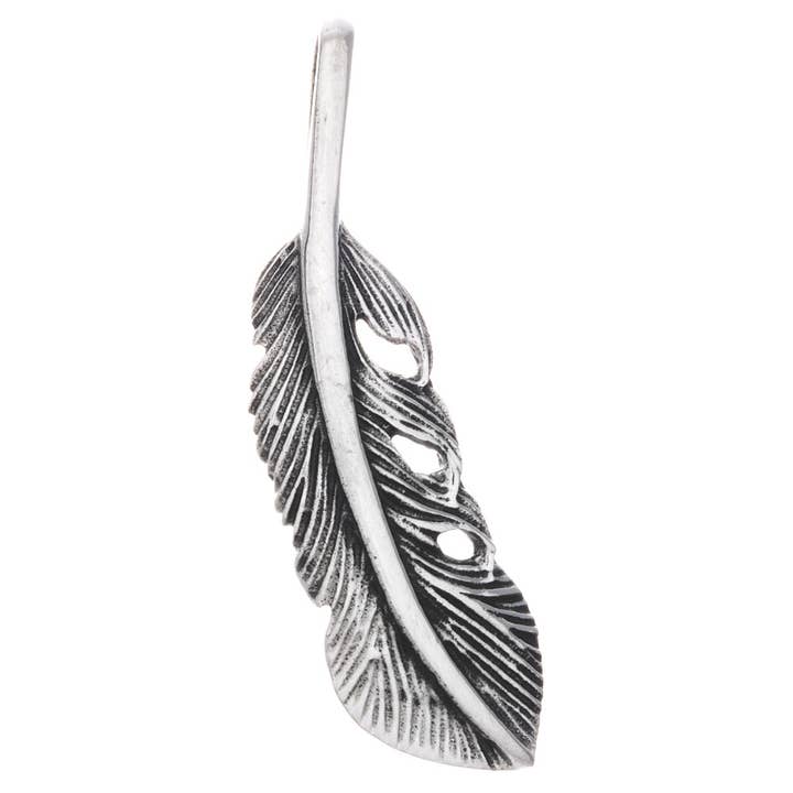 Feather 3 Holes Native Pendant (Not Native American Made) for wholesale by Kheops BLJ Jewelry