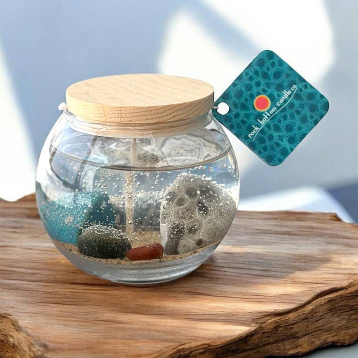 Zedernkiefer Petoskey-Stein Fischglas Felskerze, 473ml für den Großhandel von Rock Bottom Candle Company