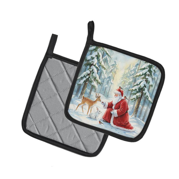 Santa Claus in the Forest with Wildlife Christmas Pot Holde for wholesale by Caroline's Treasures