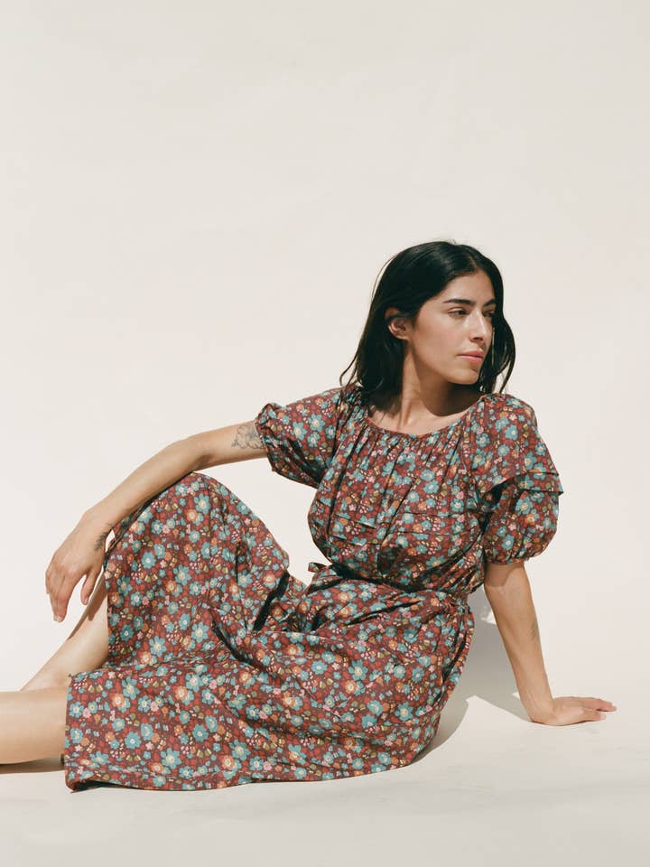 Jo Gather Dress - Rusted Floral for wholesale by Emma Rothkopf