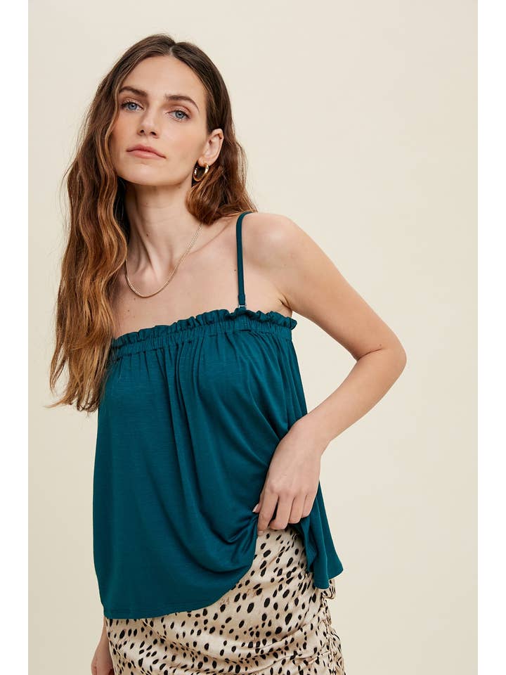 Wishlist Apparel - Wholesale Camisole - Women's - SLUB KNIT CAMI WITH RUFFLE DETAIL / WL22-7146T7