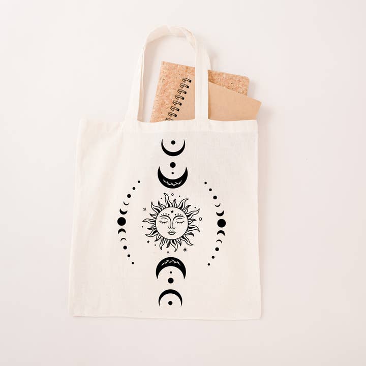 Canvas Tote Bag Sun and Moon for wholesale by Solara Boutique