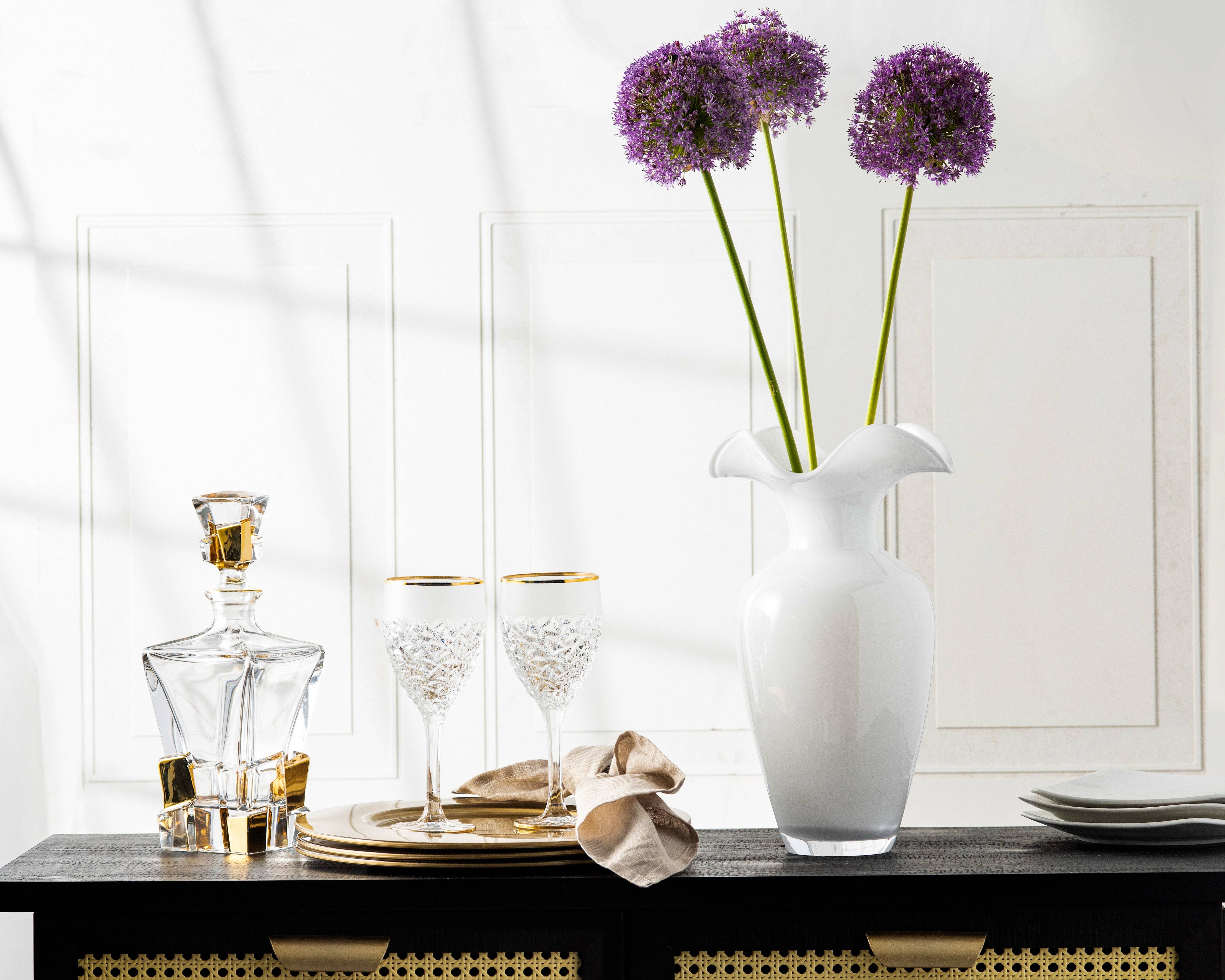 Barski - Wholesale Vase - Opal Opal White Vase, 13.5"H3