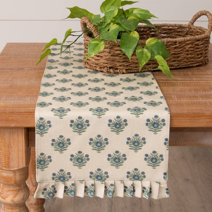 Audrey's Home & Gift - Wholesale Table Runner - Table Runner - Blue Block Print Silhouette (PC)