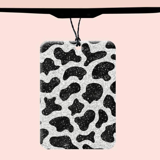 Sparkle Cow Print Car Felt Freshener for wholesale by Texas Petunias Boutique