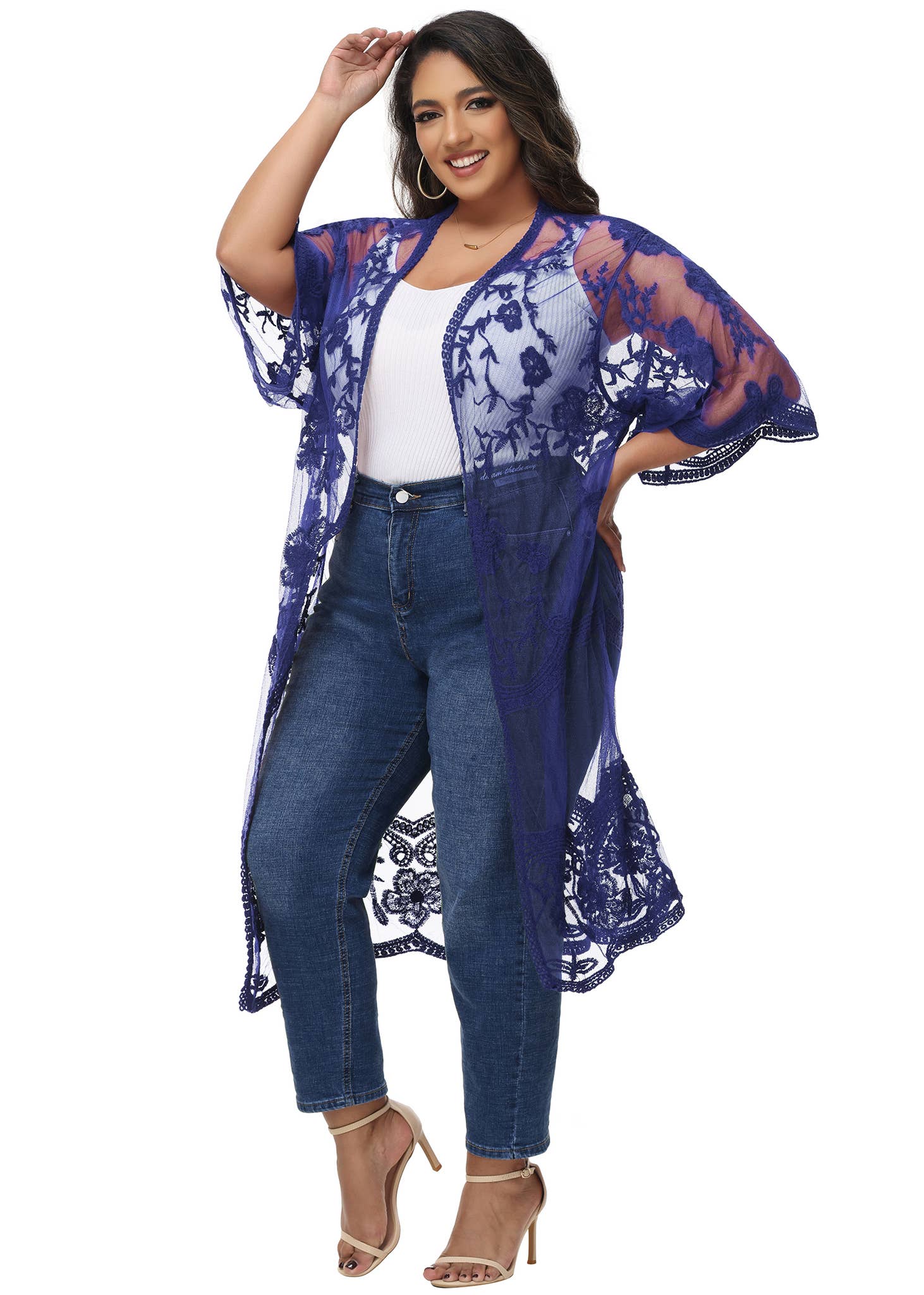 Anna Kaci Wholesale - Wholesale Cardigan - Women's - Women's Plus Size Lace Cardigan Open Front Floral Cardigan25