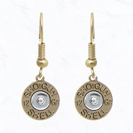 Gold Shotgun Shell Dangle Earrings for wholesale on Faire0