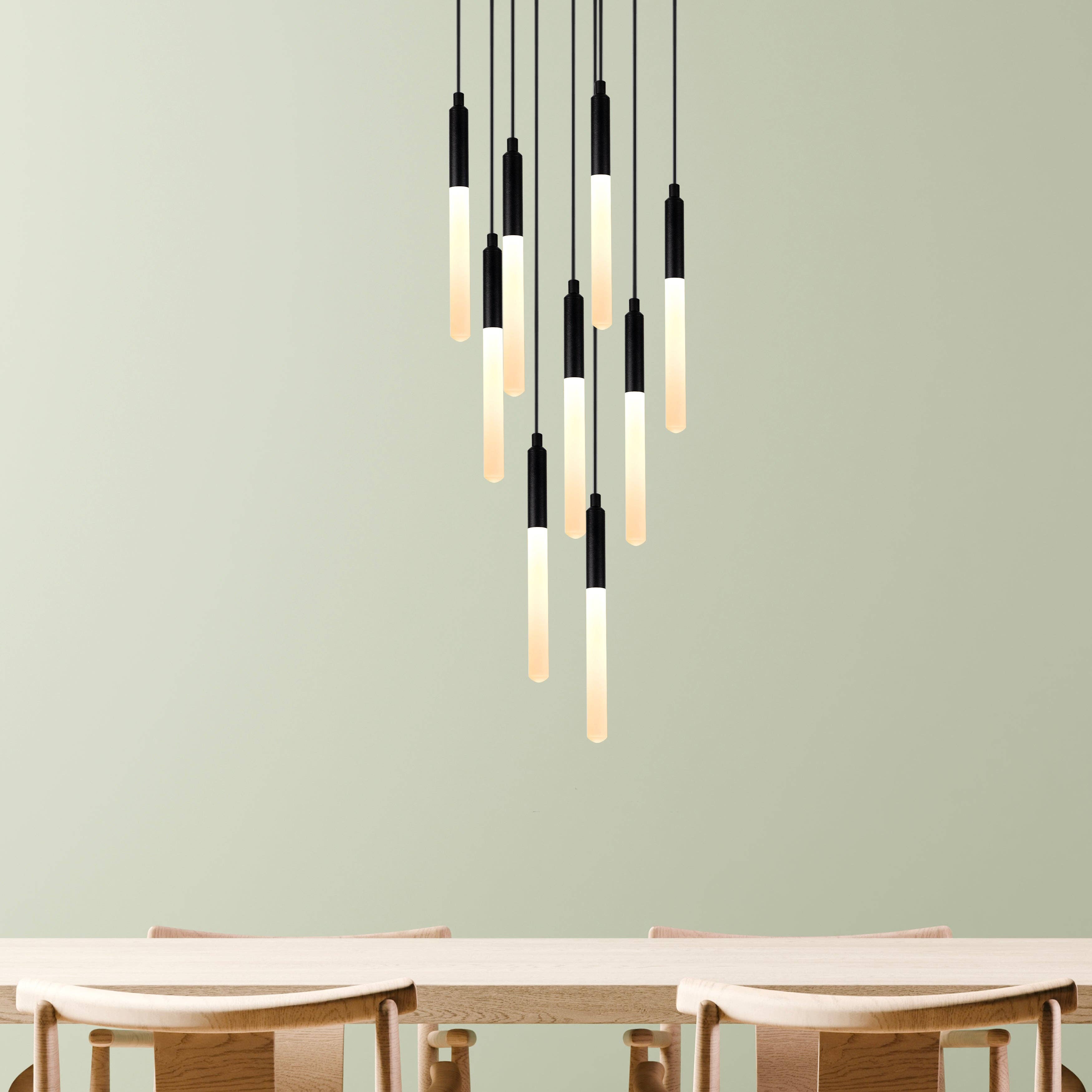 Eclipse Lighting – Engroshandel Lysekrone/pendellampe – LED-rør Moderne Multi Vedhængslampe til Trappe, Trappeopgang Lysekrone, Slankt Rør Vedhængslampe, 3 Etagers Vedhængslampe, Lysarmatur10