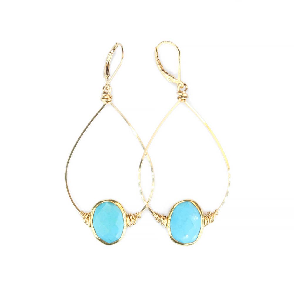 REMOVED BRAND - Wholesale Hoop Earrings - Blue Turquoise Wrapped Hoops0