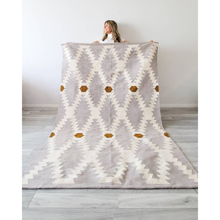 Taupe Diamonds Handwoven Kilim Rug for wholesale by Mumo Toronto Inc