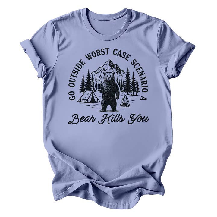 Alley & Rae - Wholesale Screen Printed T-Shirt - Women's - Go Outside Worst Case Scenario A Bear Kills You Tee