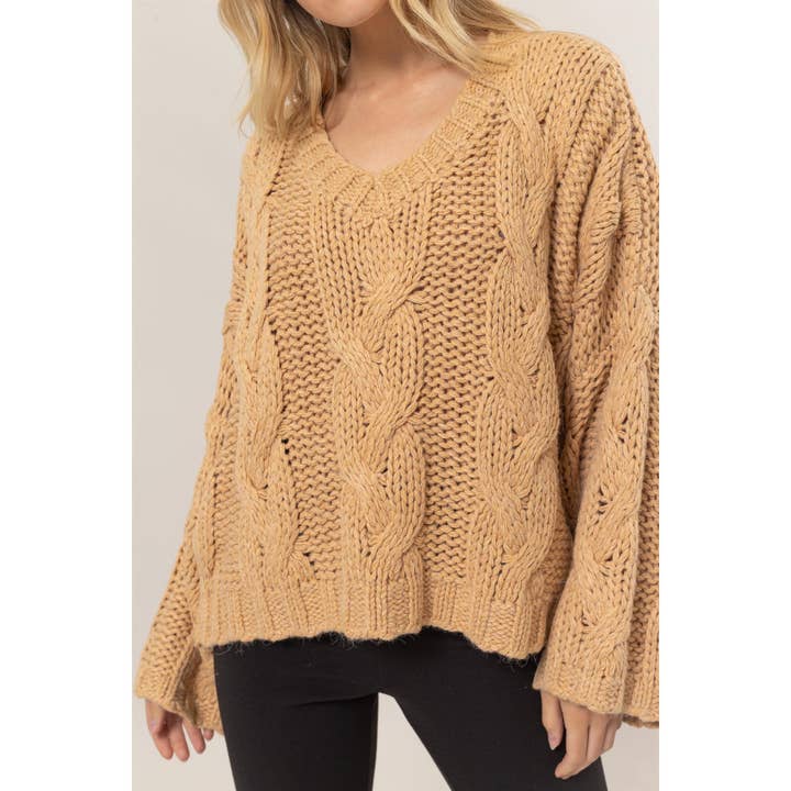 HYFVE - Wholesale Knit Sweater - Women's - HF25A269-Cable Knit Oversized Sweater