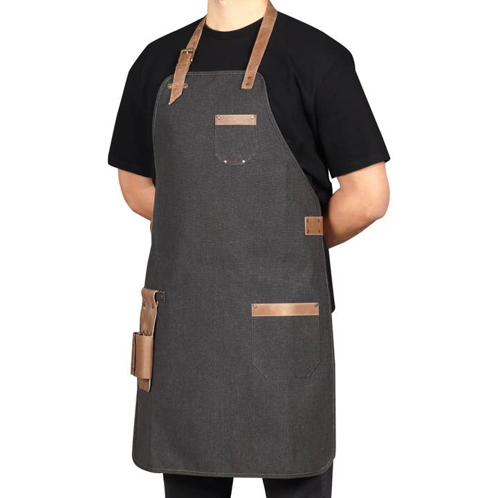Londo - Wholesale Apron - Otto Angelino Personalized Canvas Cooking Apron, Working Apron with Customization, Workshop Apron with Pockets, Woodworking Apron with Tool Pockets2
