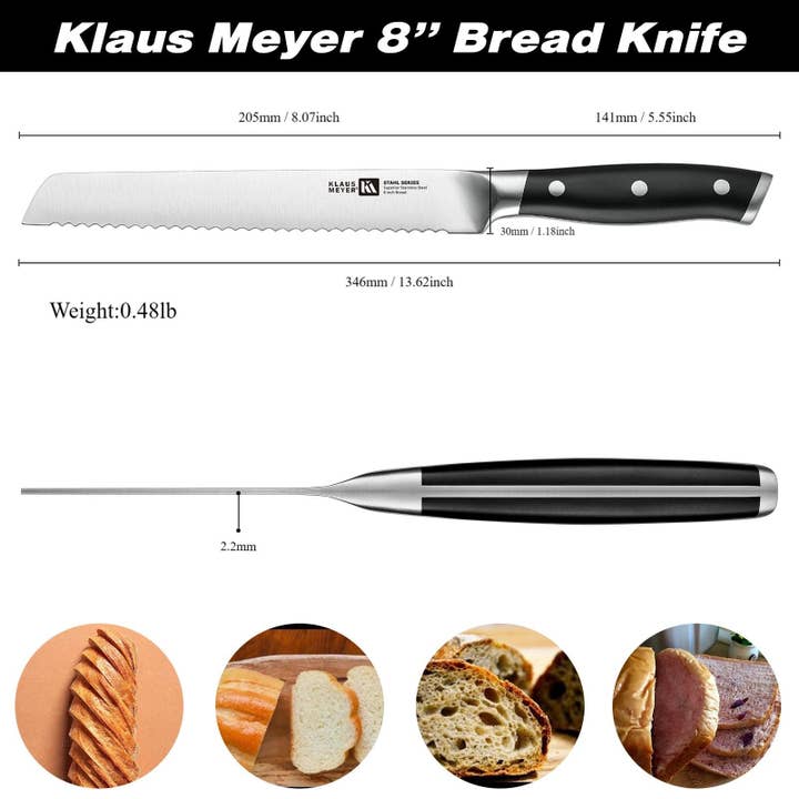 Klaus Meyer - Wholesale Kitchen/Utility Knife - Stahl 8" Bread Knife