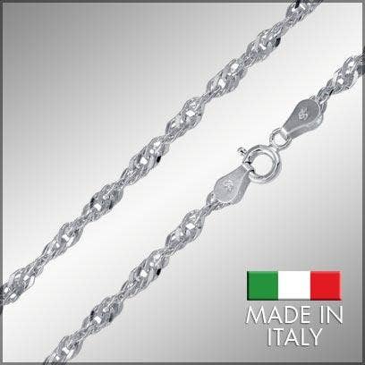 Chaîne de Singapour en argent sterling 925 (1,5 mm) pour la vente par BellaChel Jeweler