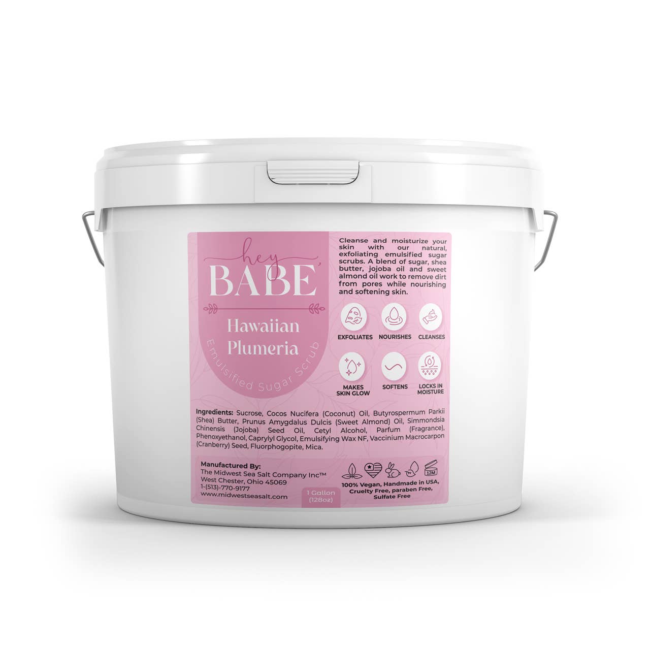 The Midwest Sea Salt Company – wholesale Kroppsskrubb/Exfoliant – Hej, Babe Emulsifierad Sockerskrubb för Kroppen - Hawaiiansk Plumeria1