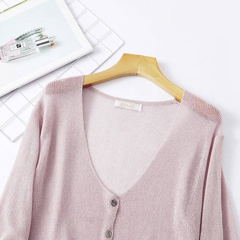 FurDecoration - Venta al por mayor Cárdigan - Mujer - Cardigan ultraligero de punto corto con mangas tres cuartos5