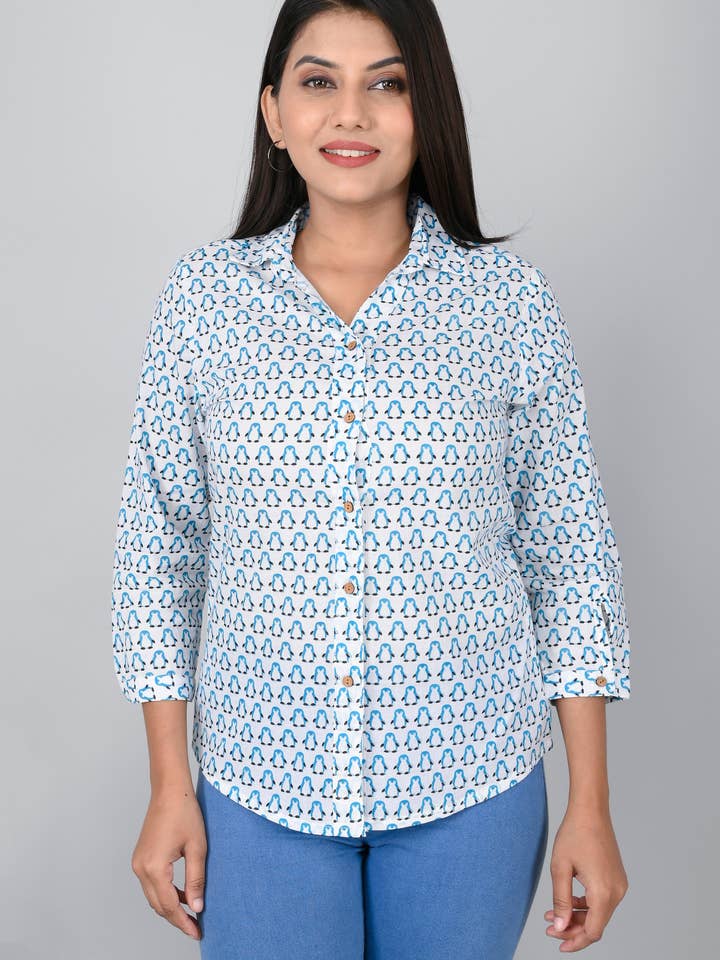 Ethnische Hemden mit Pinguinmuster für Damen für den Großhandel von Riddhi Siddhi