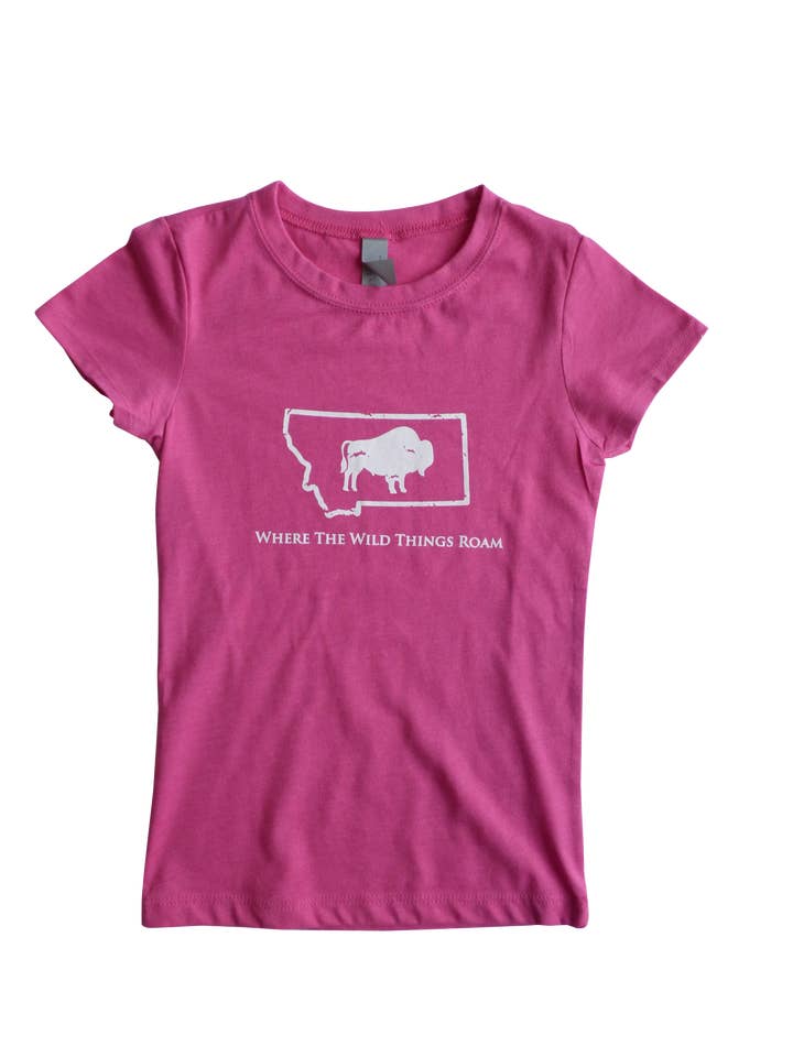 Piger Lyserød Med Hvid Vild Bison Shirt for engroshandel hos Montana Tees