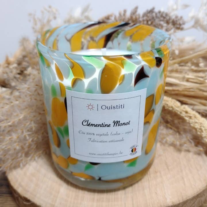 Scented Candle Clementine Monoi - Orange & Blue - 200 g for wholesale by Ouistiti - Bougies et compagnie