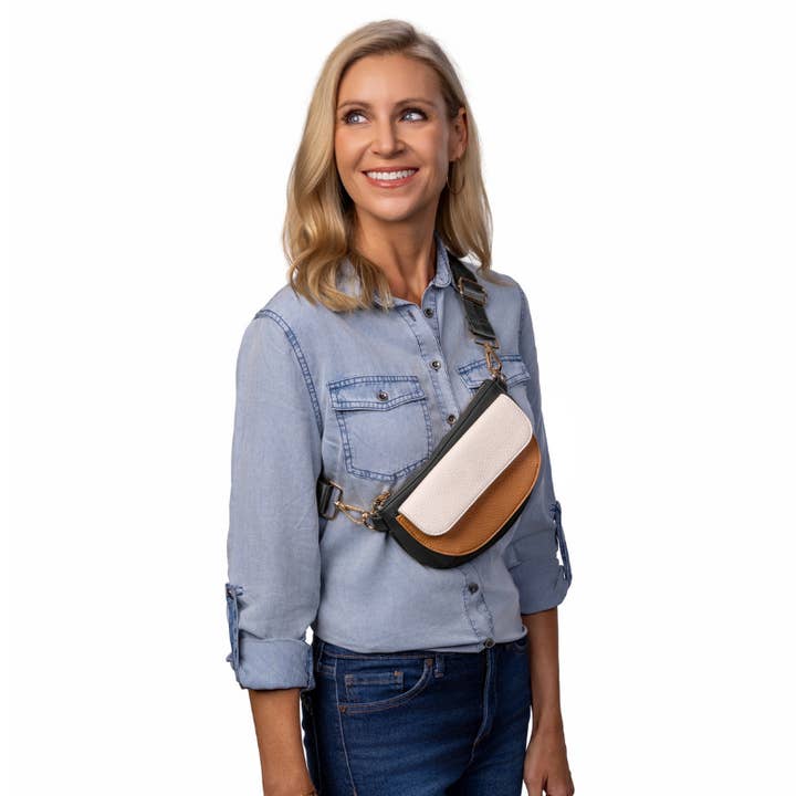 Ivy 4-in-1 Bag - Black / Tan / Ivory for wholesale by a Wink & a Nod