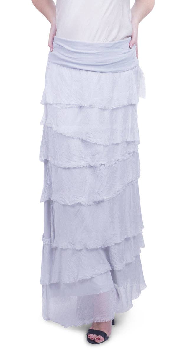 Gigi Moda - Vente Jupe – femme - Jupe volantée longue en soie46