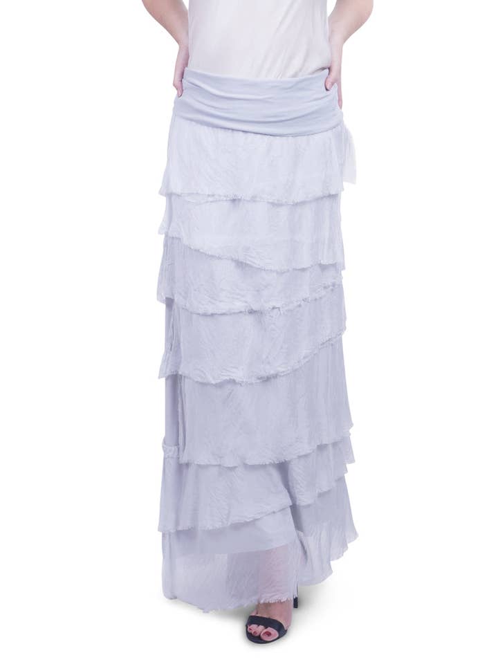 Gigi Moda - Vente Jupe – femme - Jupe volantée longue en soie46