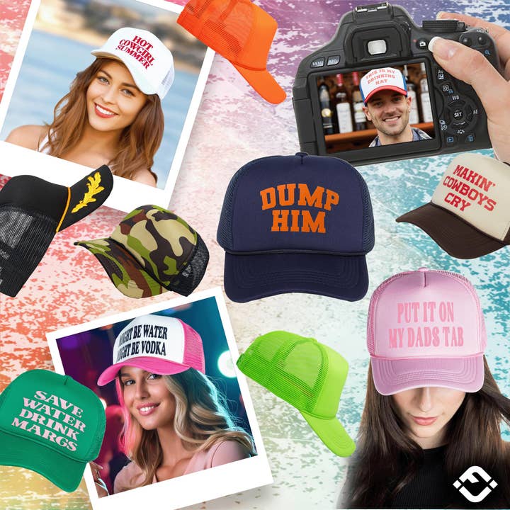 Funky Junque - Vente Casquette de camionneur – unisexe - Casquette de camionneur Snapback en mousse - Blanc/Camo7