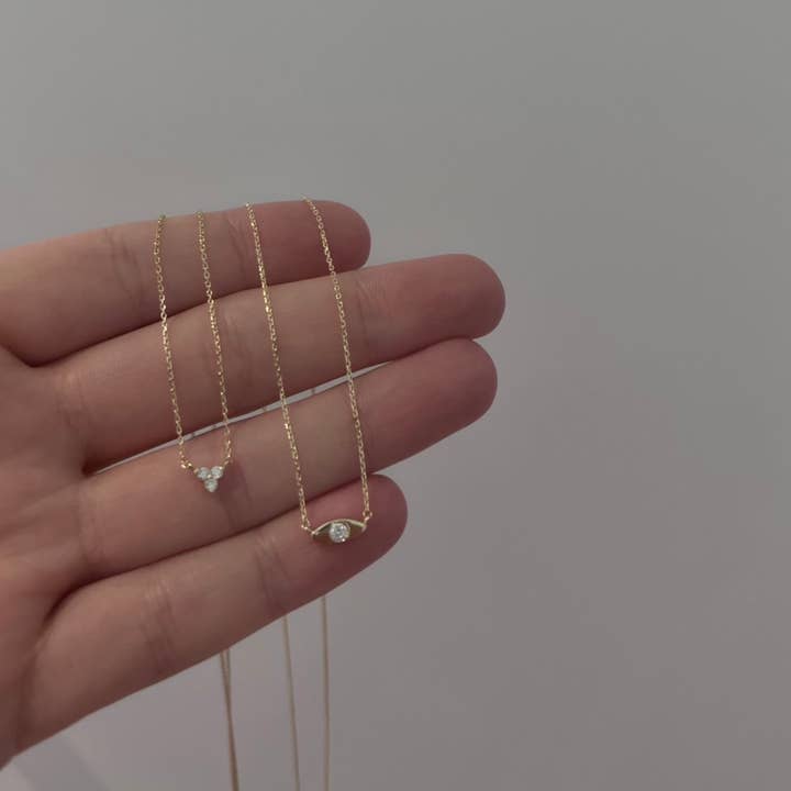 14k enkelt öga diamanthalsband för wholesale av LE Fine Jewelry