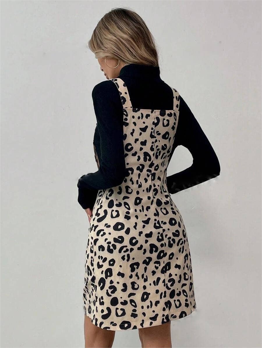 LEOPARD POCKET CASUAL ADJUSTABLE STRAP DRESS for wholesale on Faire3